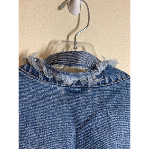 H&M Distressed Denim Blue Jean Jacket Womens Size 16 AD2 - Picture 3 of 6